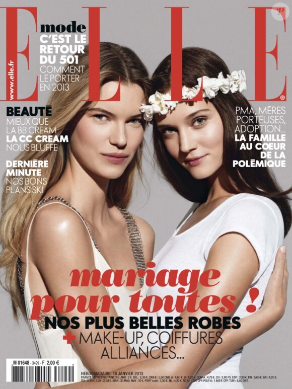 Couverture du magazine ELLE qui s'engage pour le mariage pour tous, le 18 janvier 2013.