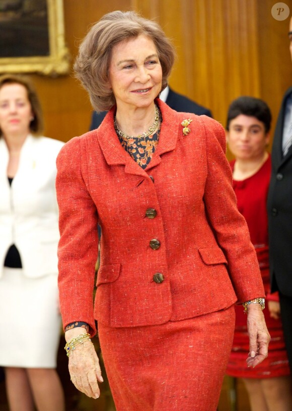 La reine Sofia d'Espagne en audience au palais de la Zarzuela à Madrid, le 17 janvier 2013.