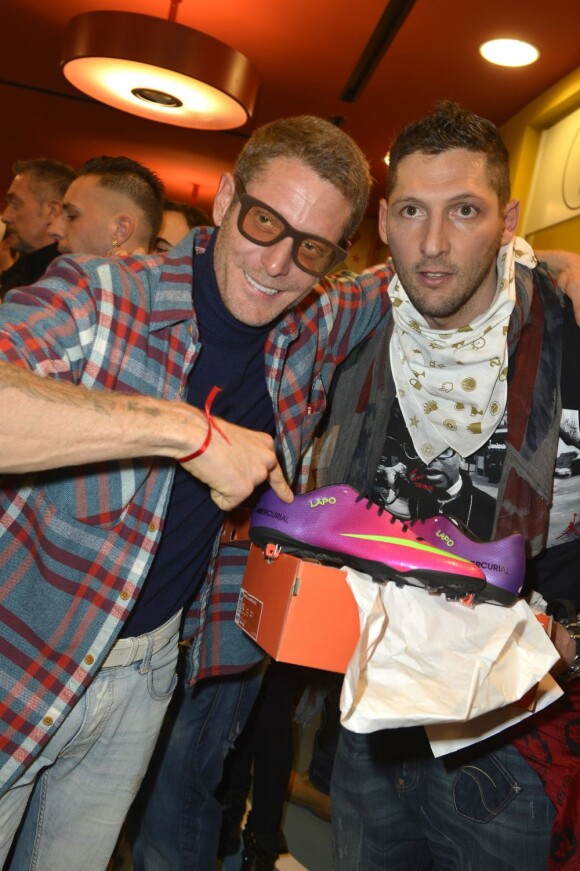 Lapo Elkann et Marco Materazzi lors de l'ouverture de la boutique Sport is Forever à Milan, le 21 janvier 2013