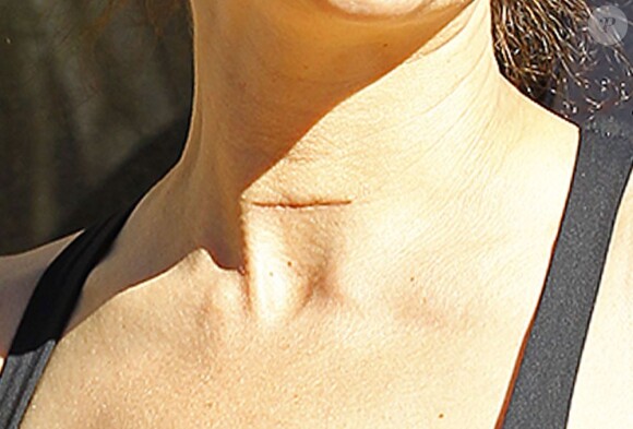 Brooke Burke affiche sa cicatrice et quitte son cours de gym à Malibu en compagnie de ses filles, Neriah et Sierra, le 20 janvier 2013.