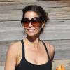 Brooke Burke quitte son cours de gym à Malibu en compagnie de ses filles, Neriah et Sierra, le 20 janvier 2013. Elle ne cache plus sa cicatrice