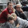 Iñaki Urdangarin et ses fils Pablo (12 ans) et Miguel (10 ans) au Palau Sant Jordi de Barcelone le 23 janvier 2013 devant le quart de finale du mondial de handball entre la Slovénie et la Russie (28-27).