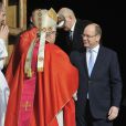 Le prince Albert de Monaco assistait à une messe en la cathédrale Saint-Nicolas pour les célébrations de Sainte-Dévote, le 27 janvier 2013.