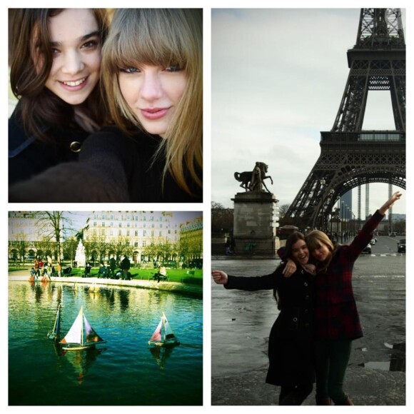 Taylor Swift pose dans les rues de Paris avec son ami Hailee Steinfeld, le 27 janvier 2013.