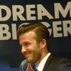 David Beckham lors de sa conférence de presse au Parc des Princes le 31 janvier 2013 à Paris après la signature de son contrat qui fait de lui un joueur du PSG