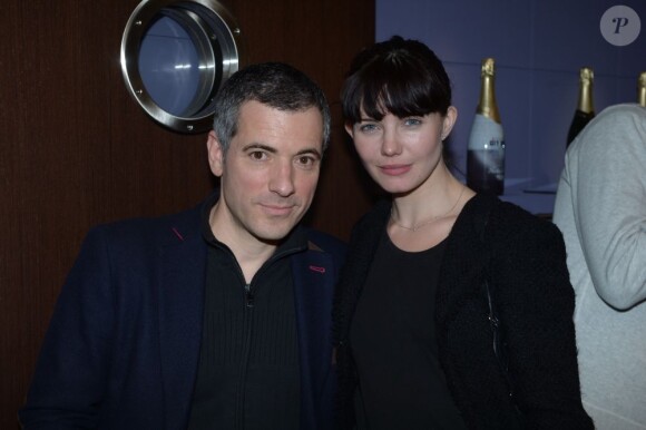 Bruno Putzulu et Delphine Chanéac lors de la galette des rois au show room de Nicolas Feuillatte à Paris - février 2013