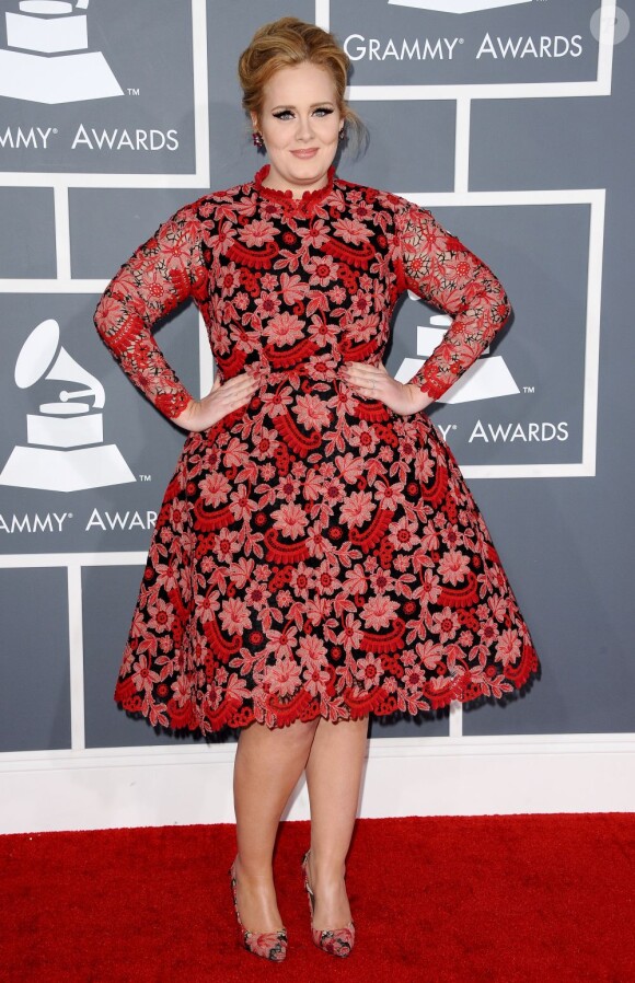 Adele à la 55e cérémonie des Grammy Awards à Los Angeles le 10 février 2013.