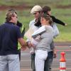 Gisele Bündchen, son chériTom Brady et leurs enfants Benjamin et Vivian arrivent sur l'île de Maui à Hawaï le 7 février 2013.