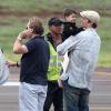 Gisele Bündchen, Tom Brady et leurs enfants Benjamin et Vivian arrivent sur l'île de Maui à Hawaï le 7 février 2013.