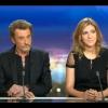 Johnny Hallyday et Amanda Sthers invités par Laurent Delahousse sur le plateau du 20 heures de France 2, le 9 février 2013.