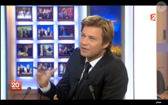 Johnny Hallyday et Amanda Sthers invités par Laurent Delahousse sur le plateau du 20 heures de France 2, le 9 février 2013.