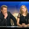 Johnny Hallyday et Amanda Sthers invités par Laurent Delahousse sur le plateau du 20 heures de France 2, le 9 février 2013.