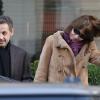 Nicolas Sarkozy et Carla Bruni-Sarkozy viennent de déjeuner au restaurant italien Il Carpaccio du Royal Monceau samedi 9 fevrier 2013.
