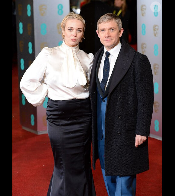 Amanda Abbington et Martin Freeman lors de la cérémonie des BAFTA Awards à Londres le 10 février 2013