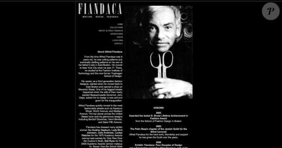 Alfred Fiandaca en photo sur la page d'accueil de son site officiel.
Captue d'écran.