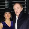 Salma Hayek et François Henri-Pinault arrivent au défilé Christopher Kane lors de la fashion week à Londres le 18 février 2013.