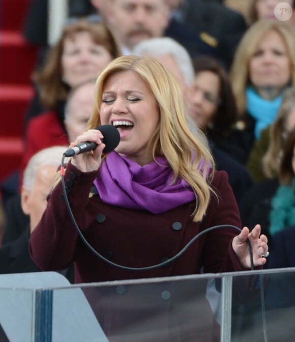 Kelly Clarkson chante pour l'investiture du président Barack Obama à Washington, le 21 janvier 2013.