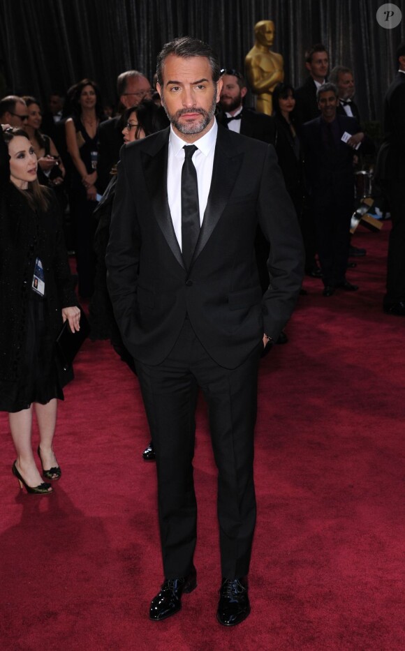 L'Oscarisé Jean Dujardin lors de la 85e cérémonie des Oscars à Los Angeles le 24 février 2013