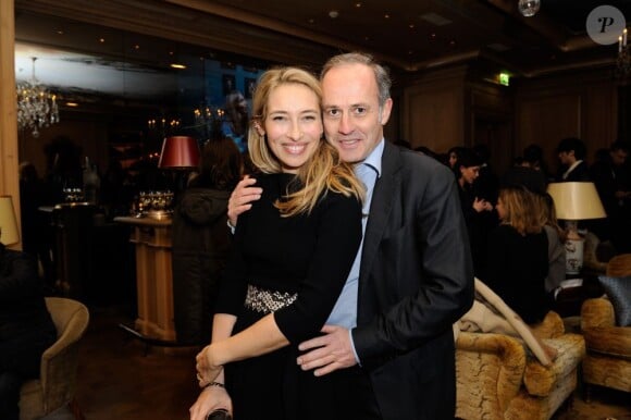 Alexandra Golovanoff et Xavier Romatet, président des éditions Condé Nast France, assistent à la soirée de lancement du cocktail Le Golo au bar de l'hôtel Le Bristol. Paris, le 25 février 2013.
