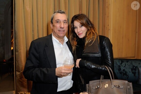 Le président de Paris Première Jérôme Bureau et Mareva Galanter assistent à la soirée de lancement du cocktail Le Golo d'Alexandra Golovanoff au bar de l'hôtel Le Bristol. Paris, le 25 février 2013.
