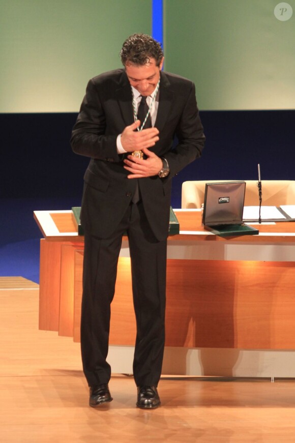 Antonio Banderas remercie la région d'Andalousie à Séville, le 28 février 2013