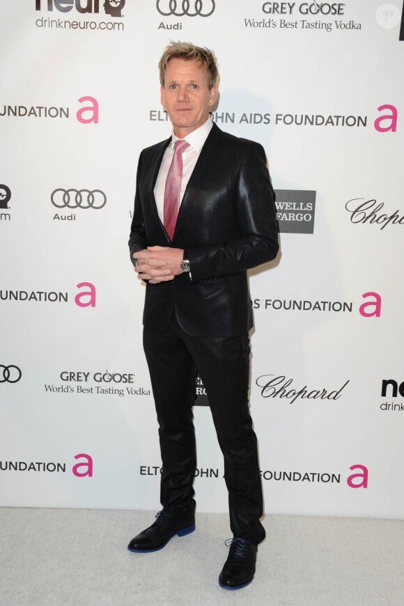 Gordon Ramsay sur le tapis rouge de la soirée Elton John en marge des Oscars, à Los Angeles, le 24 février 2013.