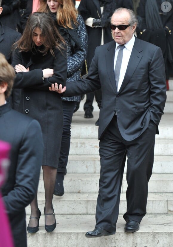 Jack Nicholson a rendu un dernier hommage au photographe Willy Rizzo en l'église Saint Pierre de Chaillot à Paris le 1er mars 2013.