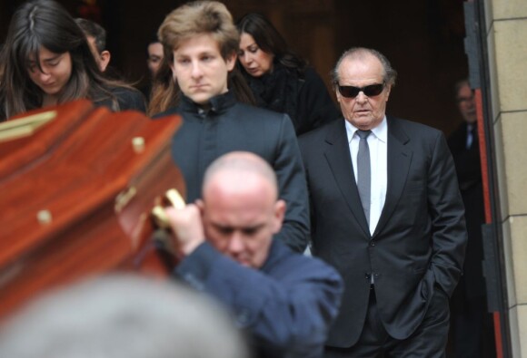 Jack Nicholson aux funérailles de son ami, le photographe Willy Rizzo en l'église Saint Pierre de Chaillot à Paris, le 1er mars 2013.