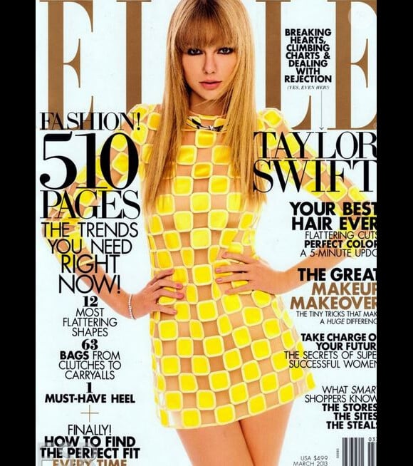 Taylor Swit en cover girl pour Elle, édition de mars 2013.