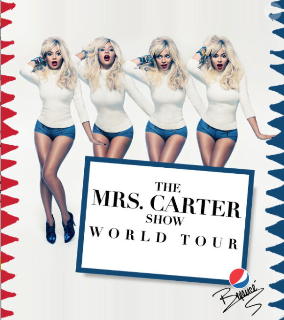 Beyoncé a dévoilé un nouveau poster pour les besoins de sa prochaine tournée mondiale, Mrs Carter World Tour, qui débutera le 15 avril 2013 à Belgrade.