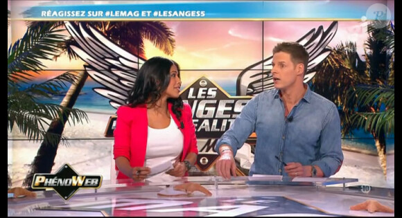 Ayem et Matthieu Delormeau sur le plateau des Anges de la télé-réalité 5, le mag