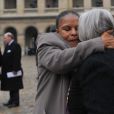 Christiane Taubira et Christiane Hessel lors de l'hommage national à Stéphane Hessel, à Paris le 7 mars 2013.