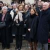 Edgar Morin, sa femme, Valérie Trierweiler et Christiane Hessel lors de l'hommage national à Stéphane Hessel, à Paris le 7 mars 2013.