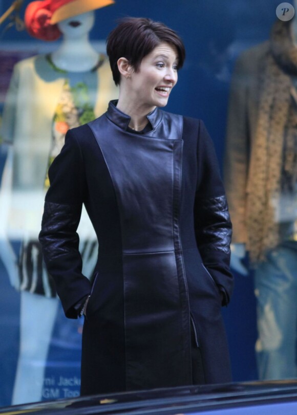 L'actrice de la série Grey's Anatomy, Chyler Leigh sur le tournage du téléfilm Window Wonderland à Vancouver, le 9 mars 2013
