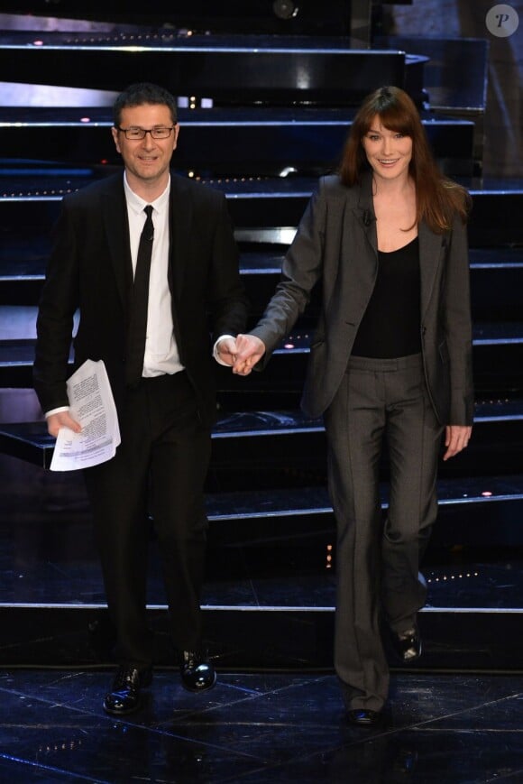 Carla Bruni au 63e festival de la musique Italienne de San Remo, le 13 février 2013.