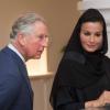 Le prince Charles a assisté à une réception à l'hôtel Four Seasons, où il a discuté avec Sheikha Mozah bint Nasser, la deuxième femme de l'Emir du Qatar, le 14 mars 2013.