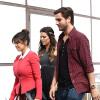 Kourtney Kardashian, escortée par son compagnon Scott Disick et sa soeur Khloé, se rend au Hair Shop à Los Angeles. Le 25 mars 2013.