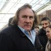 Gérard Depardieu à Saransk lors d'une visite d'un complexe agricole le 24 fevrier 2013.