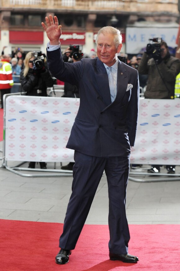 Le prince Charles arrive pour la grande soirée des Prince's Trust Awards, le 26 mars 2013 à l'Odeon Leicester Square, à Londres.