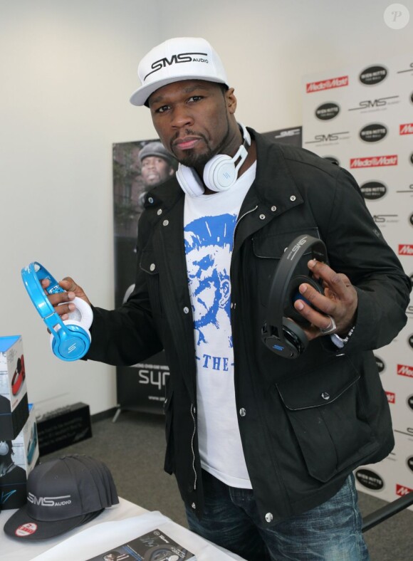 50 Cent présente ses produits SMS Audio à Vienne, le 27 mars 2013.