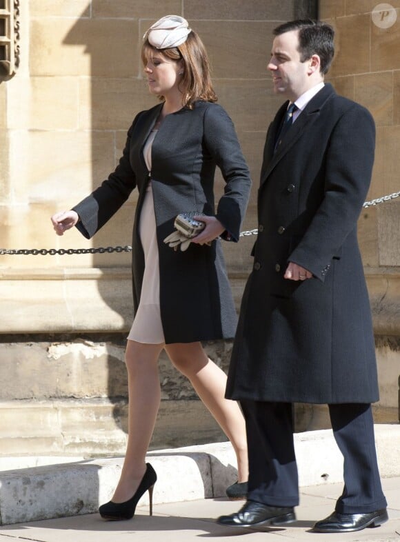La princesse Eugenie d'York assistait le 31 mars 2013 à la messe de Pâques royale, en la chapelle St George à Windsor.