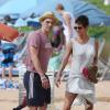 Olivier Martinez, sa chérie Halle Berry et sa fille Nahla en vacances sur une plage d'Hawai le 27 mars 2013.