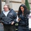 Le comédien Gérard Depardieu va dejeuner avec sa fille Roxane à New York, le 5 avril 2013 alors qu'il etait convoqué le même jour au tribunal à Paris pour conduite en etat d'ivresse.