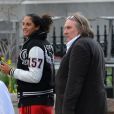 Gérard Depardieu se promène avec sa fille Roxane dans les rues de New York le 4 avril 2013.