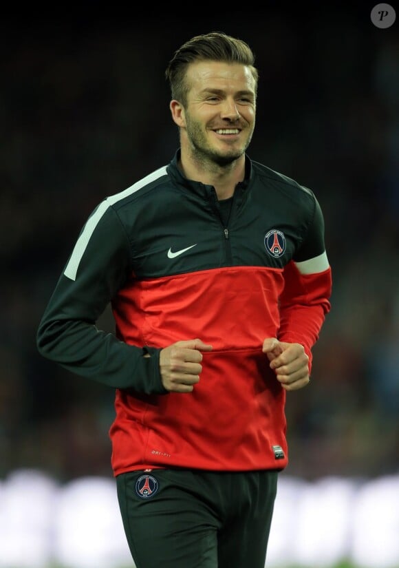 David Beckham avant le match entre le FC Barelone et le Paris Saint-Germain au Camp Nou de Barcelone le 10 avril 2013