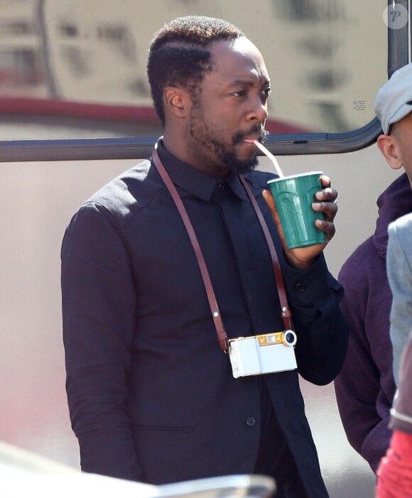 Will.I.Am sur le tournage du clip #thatPOWER à Los Angeles, le 24 mars 2013.