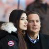 Yasmine Tordjman et son mari Eric Besson au Parc des Princes à Paris lors du match PSG-Nice le 21 avril 2013.
