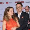 Robert Downey Jr. fou d'amour pour sa femme Susan lors de l'avant-première du film Iron Man 3 à Hollywood (Los Angeles) le 24 avril 2013