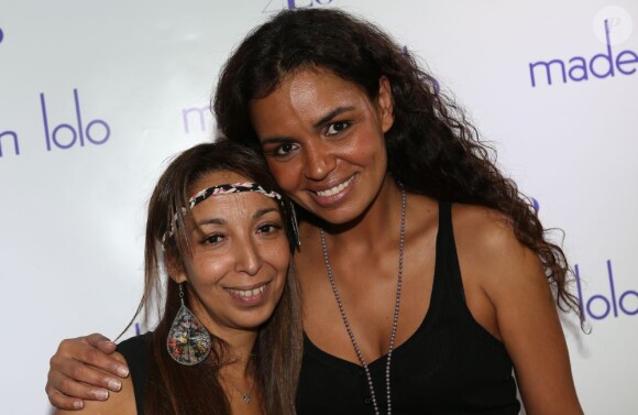 Laurence Roustandjee (Miss météo de M6), a présenté sa collection printemps/été 2013 accessoires et maillots de bain de la marque Made in Lolo avec Laurence O à Paris le 25 avril 2013