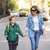Sarah Jessica Parker emmène son fils James à l'école. New York, le 26 avril 2013.